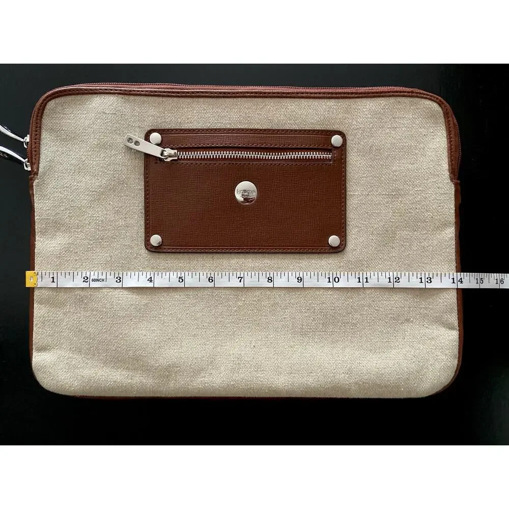 KNOMO Cream Canvas w/Leather Trim Padded Laptop Sleeve